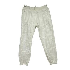 Ocean Drive White Eyelet Embroidered Jogger Pants Boho Cotton‎ Size M